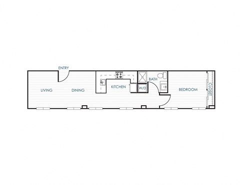 Floor plan for 1 bed, 1 bath, 779 sqft